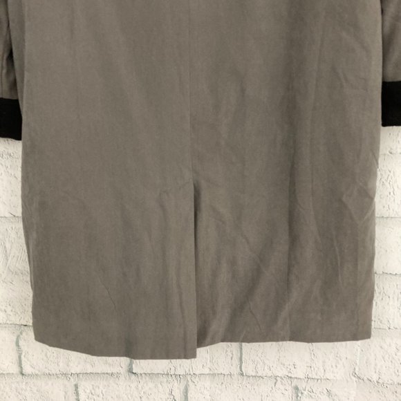 J.O.A. Chelsea Longline Bomber Jacket Size S Wool Lining Gray Asymmetrical Zip - Picture 6 of 10